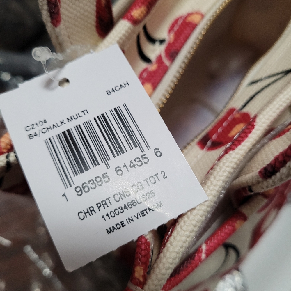 SOLD Coach Mini Tote Cherry Print Tote Bag - White and Red - Picture 8 of 10